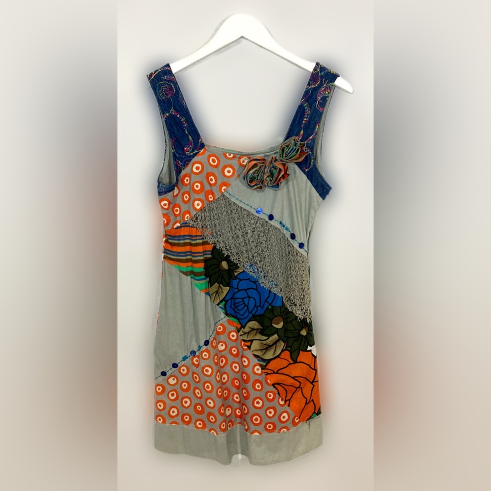 Vibrant Patchwork Midi Dress